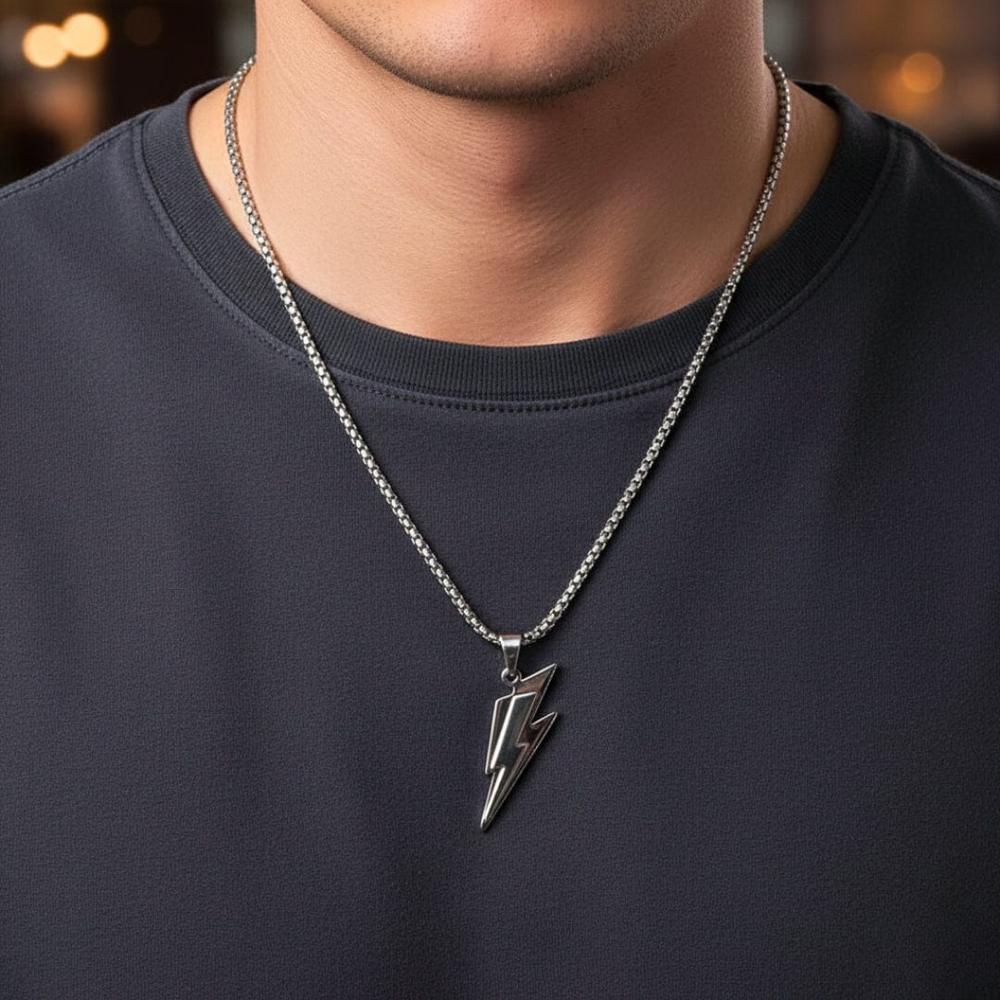 VOLTSTRIKE SILVER - Pure Stainless Steel 24inch Chain for Men, European trending Style for Men & Boy — SS Pendant/ Necklace for Men | THE MEN THING