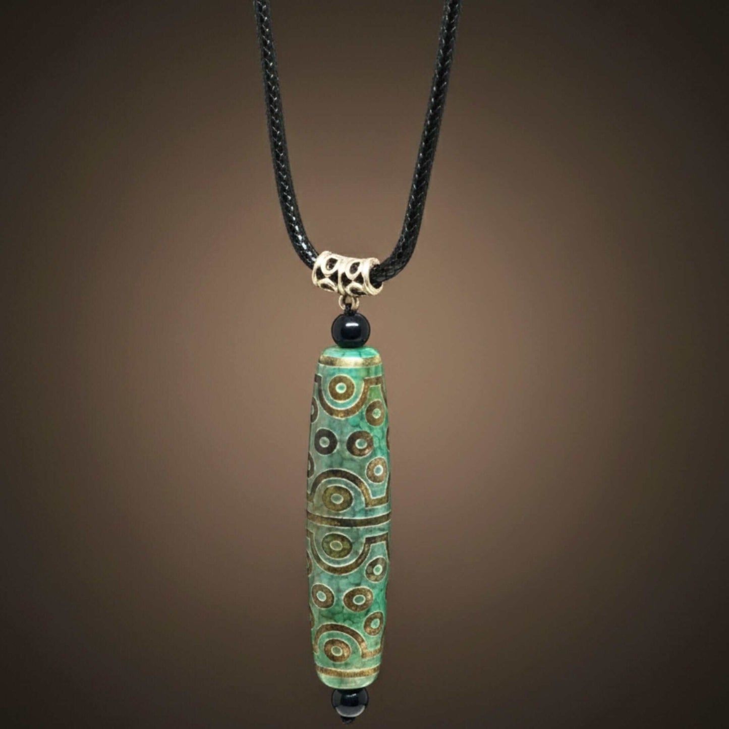 Verdant Guardian – 3-Inch Natural Crystal Pendant with 28-Inch Leather Rope for Men & Boys — Leather Necklace for Men | THE MEN THING