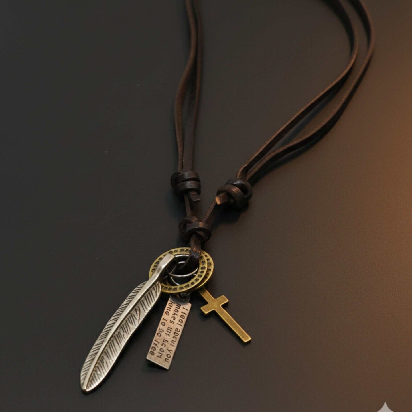 WANDERER’S FAITH - SILVER – 2.3-Inch Pure Stainless Steel Pendant with Adjustable Leather Rope for Men & Boys — Leather Necklace for Men | THE MEN THING