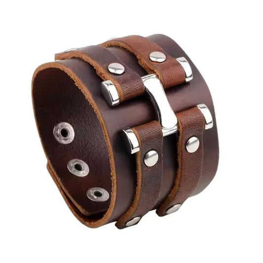 WARFORGE BROWN BAND - Genuine Braided Leather Bracelet Set for Men & Boys (8 inch) - THE MEN THING