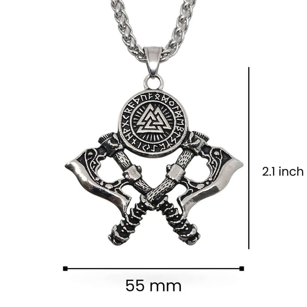 WARRIOR CROSSED AXE - 17mm Pure Titanium Steel Pendant with 28inch Twisted 4mm Chain for Men & Boys — SS Pendant/ Necklace for Men | THE MEN THING