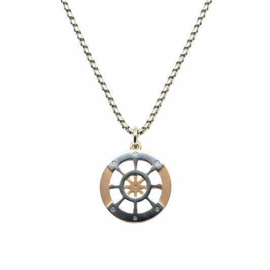 WHEEL OF VALOR - 20mm Titanium Steel Pendant with 20inch Round Box 3mm Chain for Men & Boys - THE MEN THING
