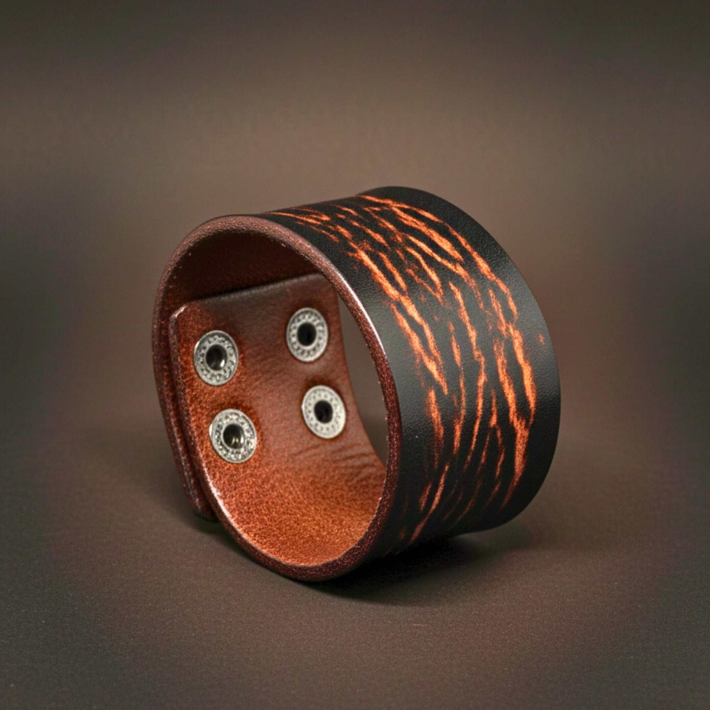 WILD FLAME - 40mm Brown Genuine Leather Adjustable Bracelet for Men & Boys (9 inch) — Leather Bracelet for Men | THE MEN THING