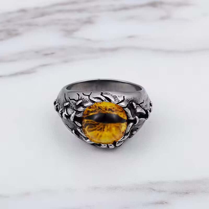 YELLOW DRAGON EYE Titanium Steel Ring for Men and Boys (Size-21) - THE MEN THING