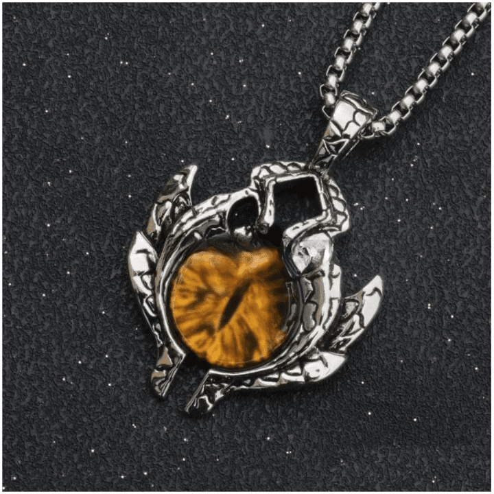 YELLOW EYE PROTECT (T) - Pure Titanium Steel Pendant with Stainless Steel 24inch Round Box Chain, European trending Style for Men & Boy - THE MEN THING