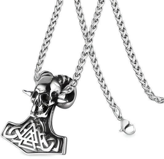 BAPHOMET - Pure 316L Stainless Steel Vintage Viking Pendant with with 29 inch Chain for Men & Boys