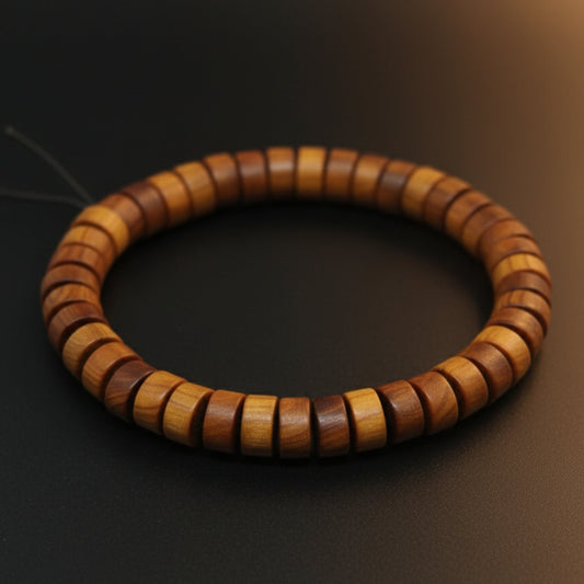THE MEN THING Bead Bracelet CEDAR CORE - 10mm Wooden Beads Bracelet with Natural Stone - Adjustable Bracelet
