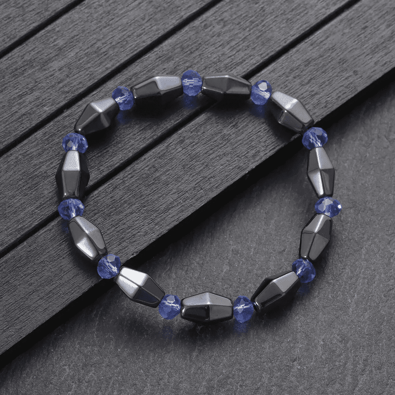 THE MEN THING Bead Bracelet CONE SHAPE BLUE - Beads Bracelet with Natural Stone - "7" inch Stretch Bracelet for Men & Boys