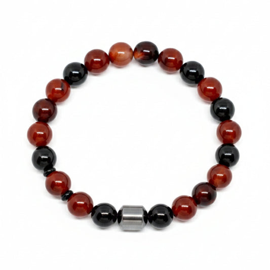 THE MEN THING Bead Bracelet CRIMSON ONYX - 10mm Beads Bracelet with Natural Stone - Adjustable Bracelet