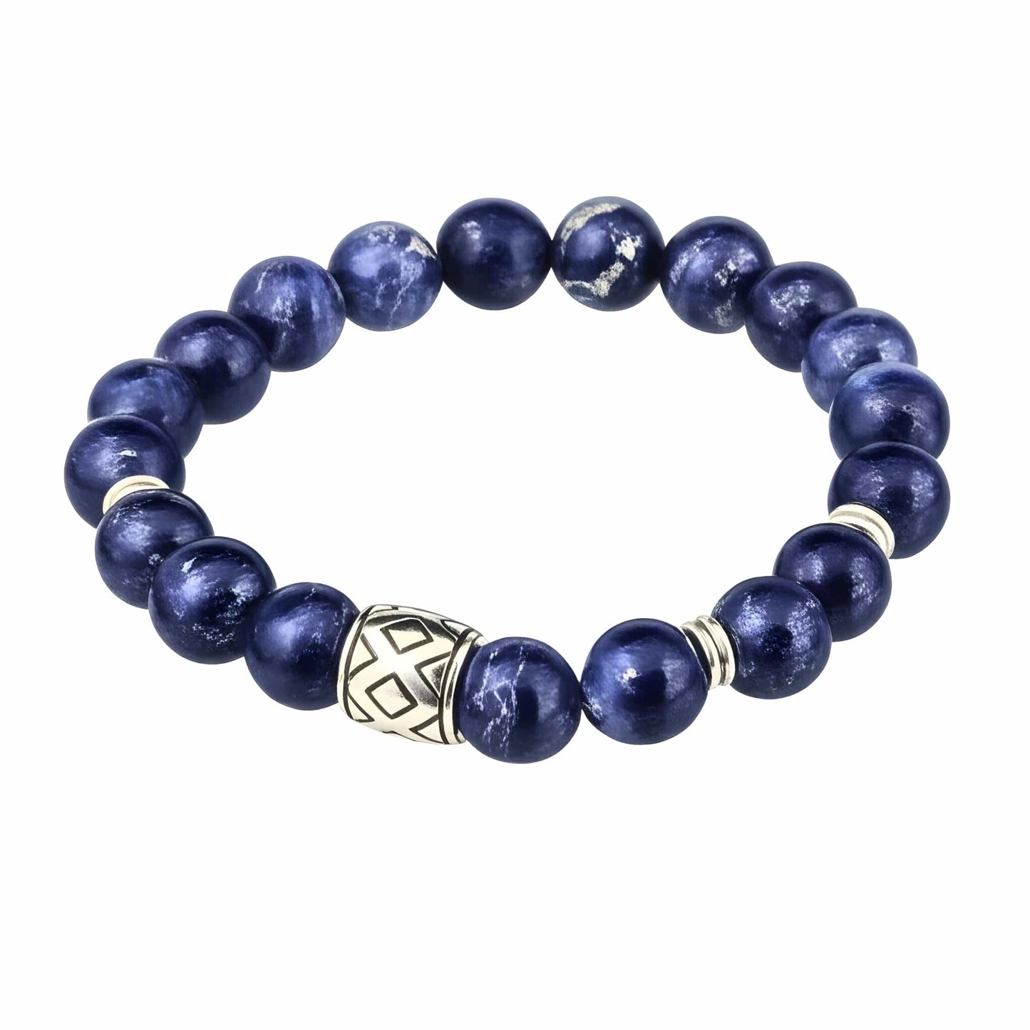 THE MEN THING Bead Bracelet MIDNIGHT NOVA - 12mm Beads Bracelet with Natural Stone - Adjustable Bracelet