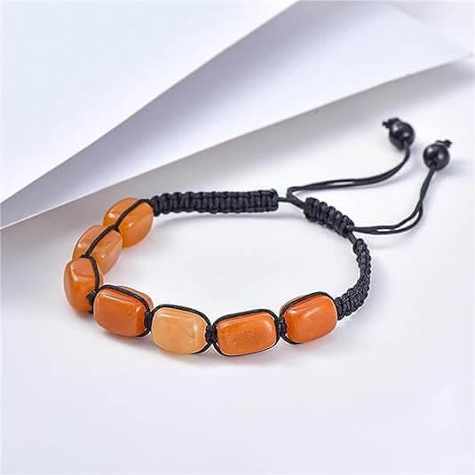 THE MEN THING Bead Bracelet MOSAIC SQUARE - Beads Bracelet with Natural Stone - Adjustable Bracelet for Men & Boys