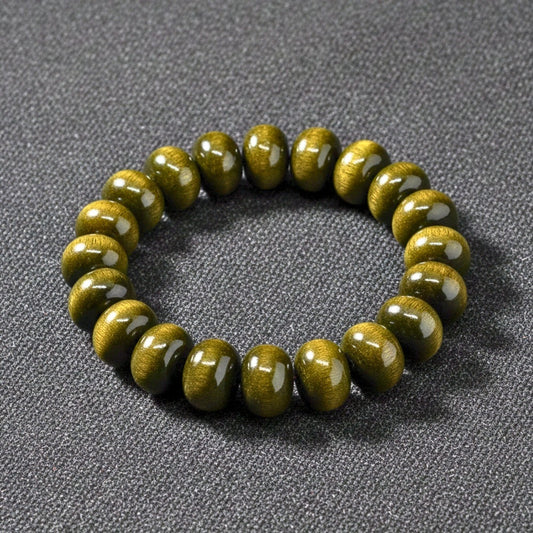 THE MEN THING Bead Bracelet MYSTIC GAZE - 16mm Wooden Beads Bracelet with Natural Stone - Adjustable Bracelet