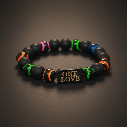 THE MEN THING Bead Bracelet ONE LOVE VIBE - 13mm Beads Bracelet with Natural Stone - Adjustable Bracelet