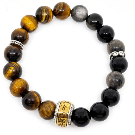 THE MEN THING Bead Bracelet ONYX AURA - 12mm Beads Bracelet with Natural Stone Adjustable Bracelet for Men & Boys