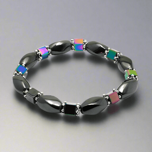 THE MEN THING Bead Bracelet SOLACE BLACK - Beads Bracelet with Natural Stone - "7" inch Stretch Bracelet for Men & Boys