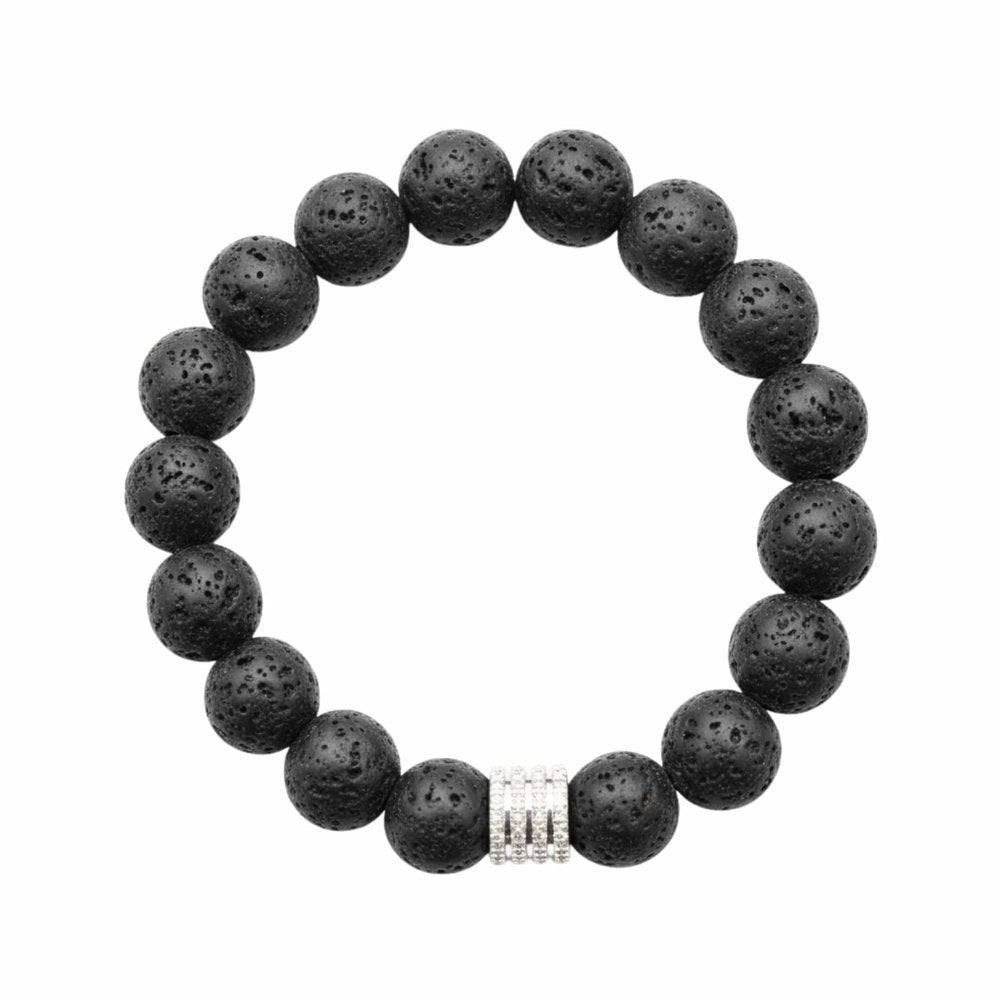 THE MEN THING Bead Bracelet TENEBRIS LAVA - 12mm Beads Bracelet with Natural Stone - Adjustable Bracelet