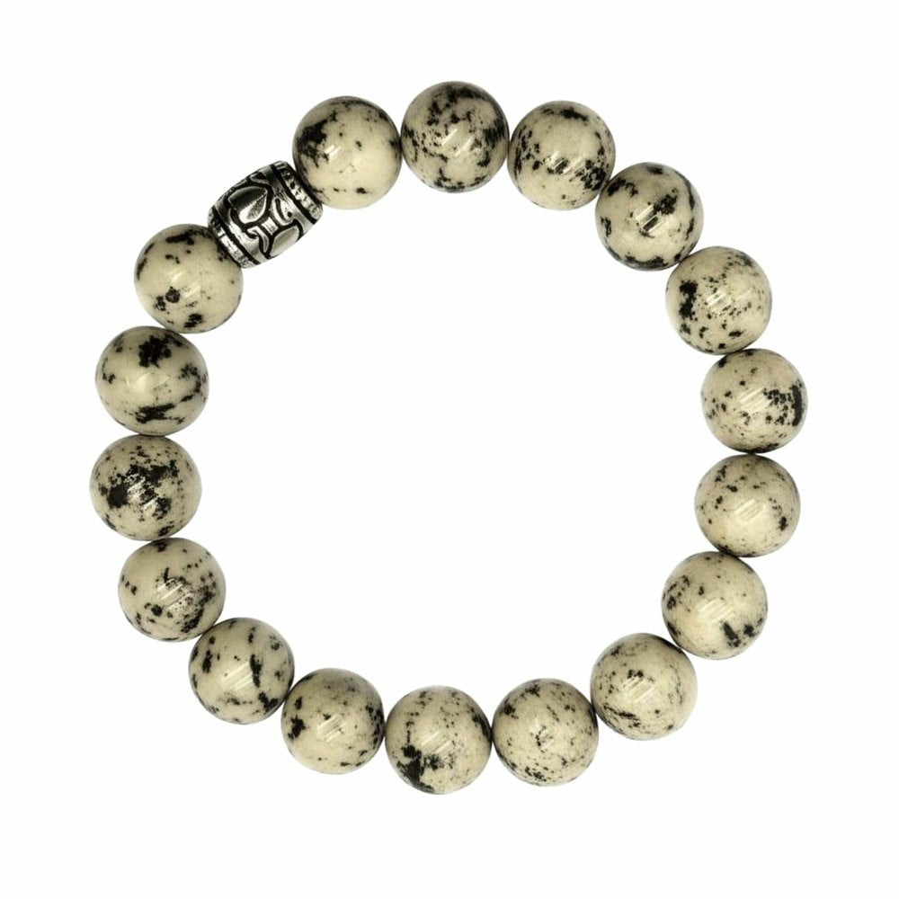 THE MEN THING Bead Bracelet TRANQUIL TERRA - 12mm Beads Bracelet with Natural Stone - Adjustable Bracelet