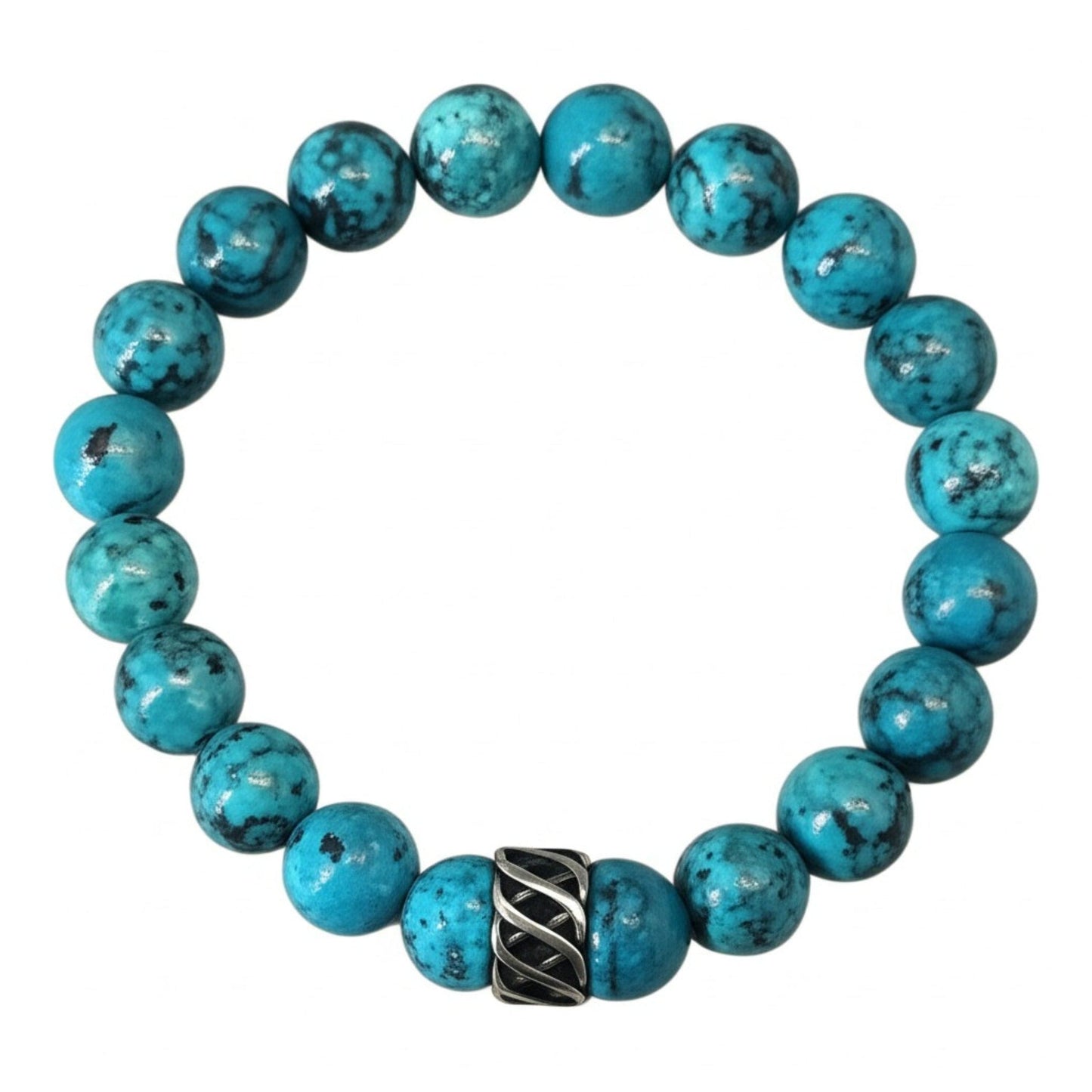 The Men Thing Bead Bracelet TURQUOISE AQUA - 12mm Beads Bracelet with Natural Stone - Adjustable Bracelet
