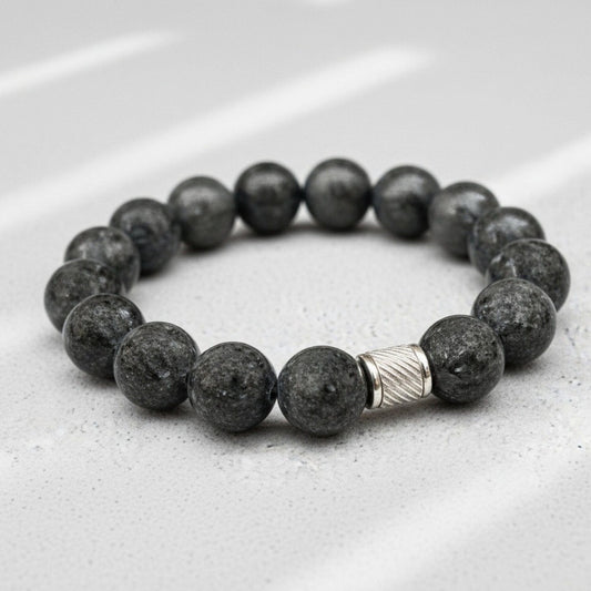 THE MEN THING Bead Bracelet VEYNOR - 12mm Beads Bracelet with Natural Stone - Adjustable Bracelet