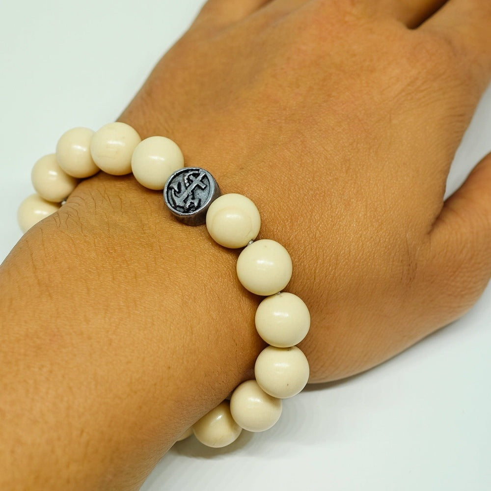 THE MEN THING Bead Bracelets ZEN HOURS - 12mm Beads Bracelet with Natural Stone - Adjustable Bracelet