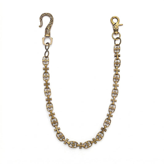 THE MEN THING Biker Fashion GOTHIC CROSS - Antique Bronze13mm Titanium Steel Heavy Biker Chain for Jeans with Lobster Clasps for Men & Boys - 20 inch