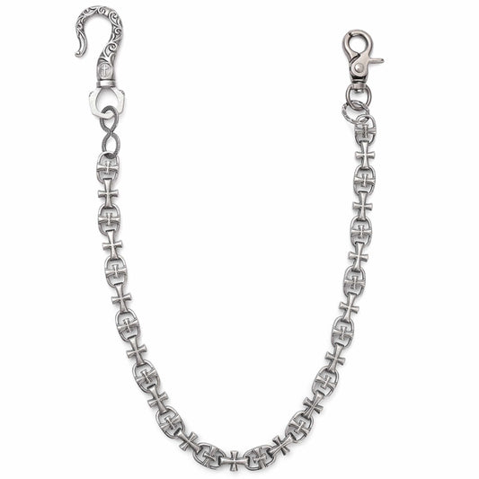 THE MEN THING Biker Fashion GOTHIC CROSS - Antique Steel 13mm Titanium Steel Heavy Biker Chain for Jeans with Lobster Clasps for Men & Boys - 20 inch