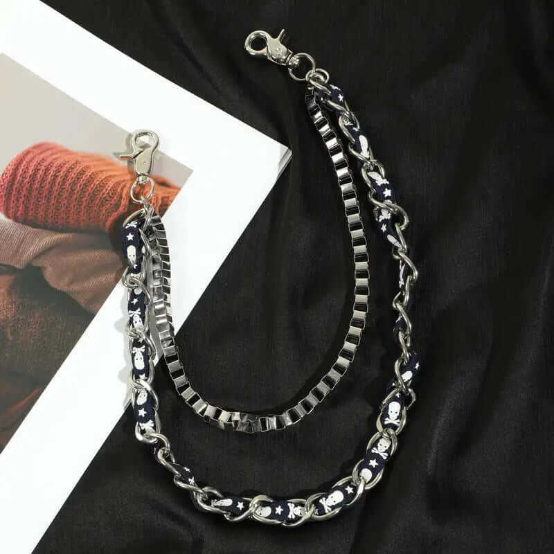 THE MEN THING Biker Fashion GRIT WAIST CHAIN - Pure Titanium Steel Heavy Duty Long Waist Biker Jeans Chain with Lobster Clasps for Men & Boys - 38 inch