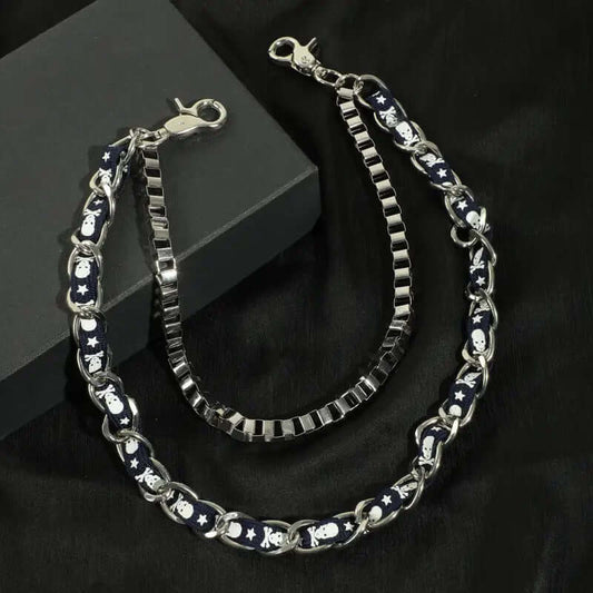 THE MEN THING Biker Fashion GRIT WAIST CHAIN - Pure Titanium Steel Heavy Duty Long Waist Biker Jeans Chain with Lobster Clasps for Men & Boys - 38 inch