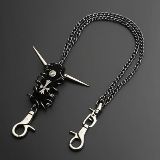 THE MEN THING Biker Fashion HELLSPIRE CHAIN - Pure Titanium Steel Wallet Biker Jeans Chain with Lobster Clasps for Men & Boys - "27"inch