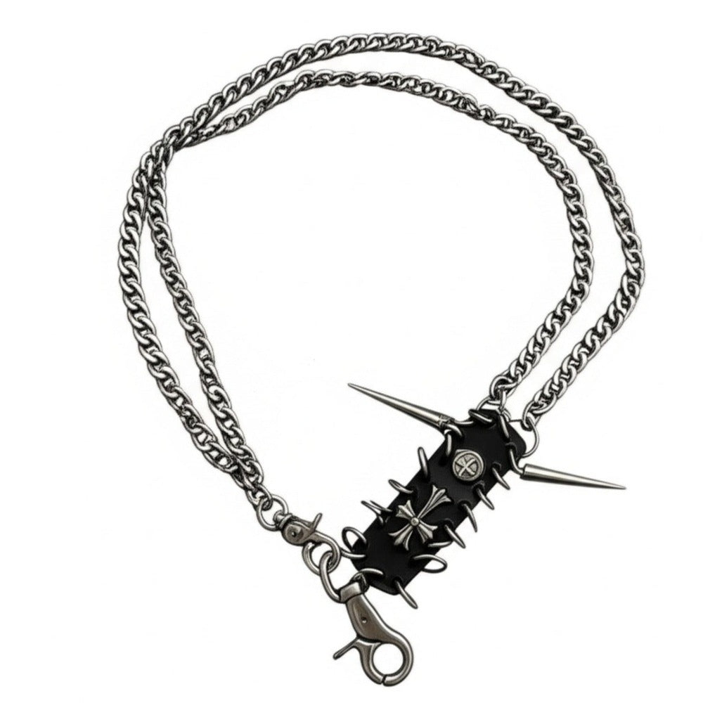 THE MEN THING Biker Fashion HELLSPIRE CHAIN - Pure Titanium Steel Wallet Biker Jeans Chain with Lobster Clasps for Men & Boys - "27"inch