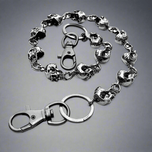 THE MEN THING Biker Fashion OCCIPUT CHAIN SILVER - Alloy Skull Heavy Biker Jeans Chain with Lobster Clasps for Men & Boys - 24 inch