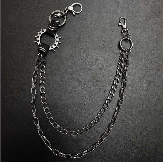 THE MEN THING Biker Fashion SHADOW LINK CHAIN BLACK - Alloy Wallet Biker Jeans Chain with Lobster Clasps for Men & Boys - "22.5"inch