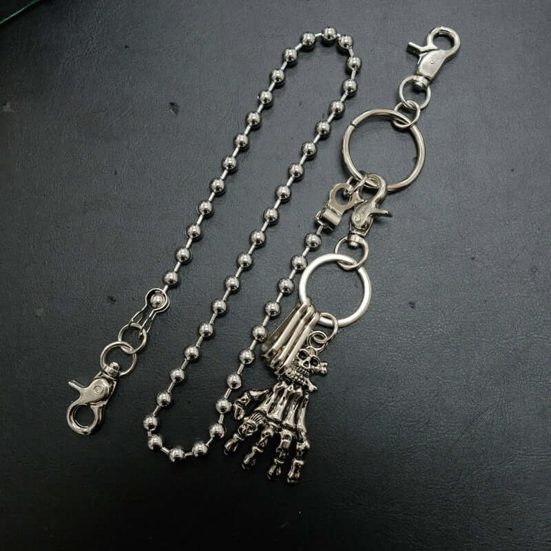 THE MEN THING Biker Fashion SKELETON WALLET CHAIN - Pure Titanium Steel Wallet Skeleton Biker Jeans Chain with Lobster Clasps for Men & Boys - 23 inch