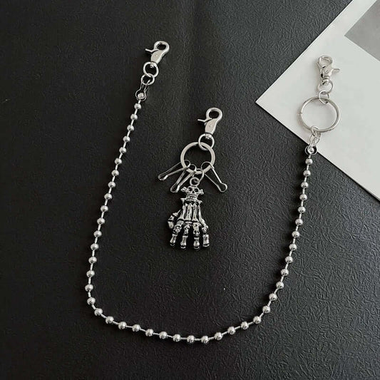 THE MEN THING Biker Fashion SKELETON WALLET CHAIN - Pure Titanium Steel Wallet Skeleton Biker Jeans Chain with Lobster Clasps for Men & Boys - 23 inch