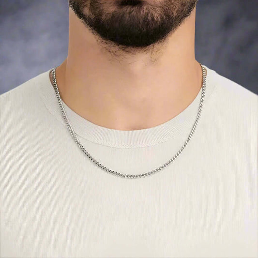 THE MEN THING Chain DIAMOND-CUT CUBAN CHAIN - 6mm Pure Stainless Steel Chain - 21.5inch for Men & Boys