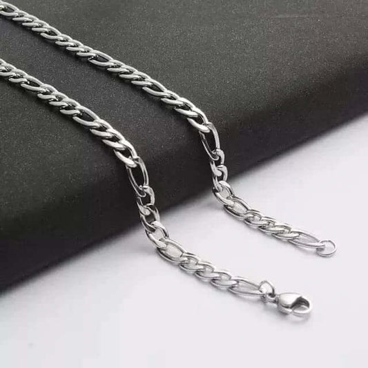 THE MEN THING Chain FIGARO ITALIAN STYLE CHAIN - 7.2mm Pure Stainless Steel - 24inch for Men & Boys