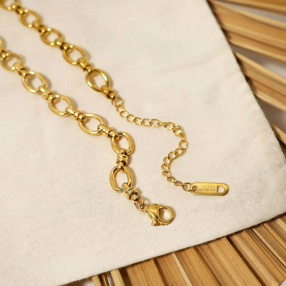 THE MEN THING Chain GLEAM GOLD LINK - 5.5mm Pure Stainless Steel Chain 16 inch for Men & Boys