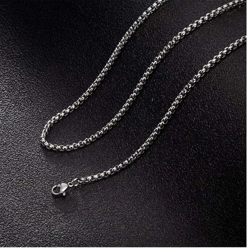 THE MEN THING Chain SILVER ROUNDED BOX - 3mm Chain Stainless Steel 18" to 32" inch Necklace for Men & Boy's