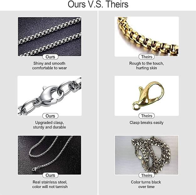 THE MEN THING Chain THE MEN THING Pure Stainless Steel MultiColor Rice Chain 24inch - European Trending Style - Necklace for Men & Boy