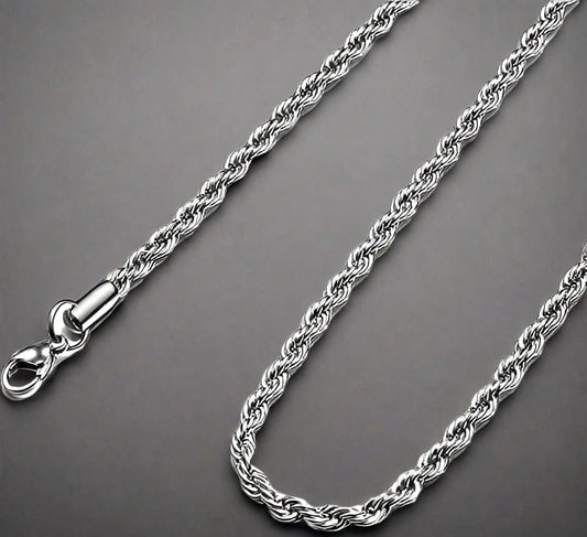 THE MEN THING Chain TWISTED ROPE - 3.5mm Chain Stainless Steel 24inch for Men & Boys