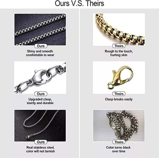 THE MEN THING Chain TWISTED ROPE - 3.5mm Chain Stainless Steel 24inch for Men & Boys