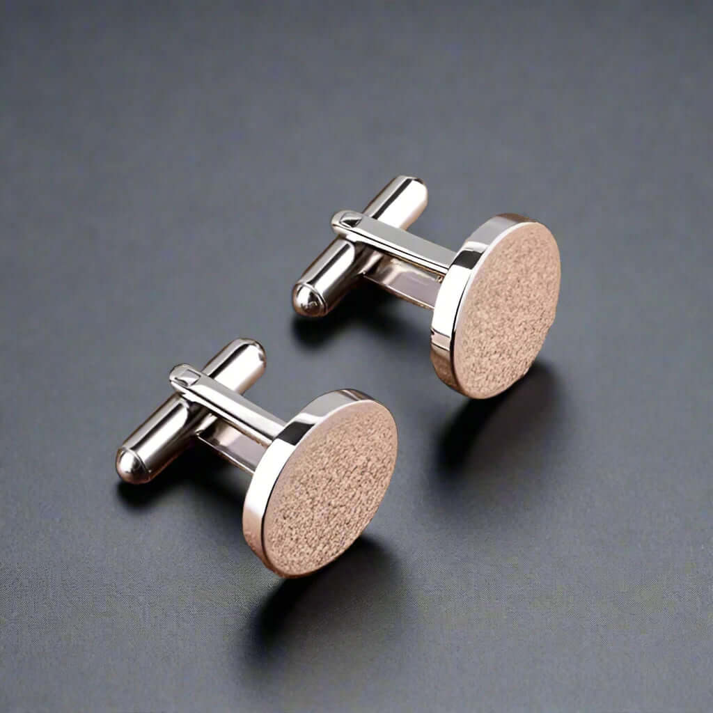 THE MEN THING Cufflinks CLASSIC ELEGANCE - Silver Tone - Titanium Steel Cufflinks for Men and Boys (Size 15mm)