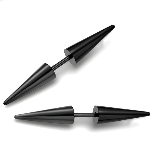 THE MEN THING Earring 3mm CYBER CONE BLACK - 3mm Pure Titanium Steel Arrow Stud Earrings for Men & Boys (2pcs)