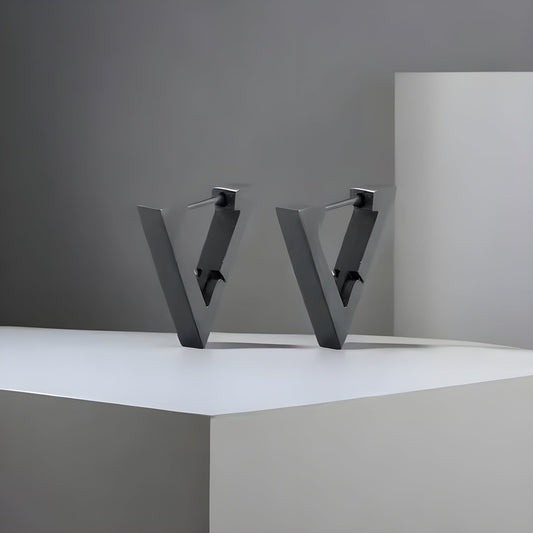 THE MEN THING Earring BLACK ATLAS - Pure Titanium Steel Hoop Earrings for Men & Boys (2pcs)