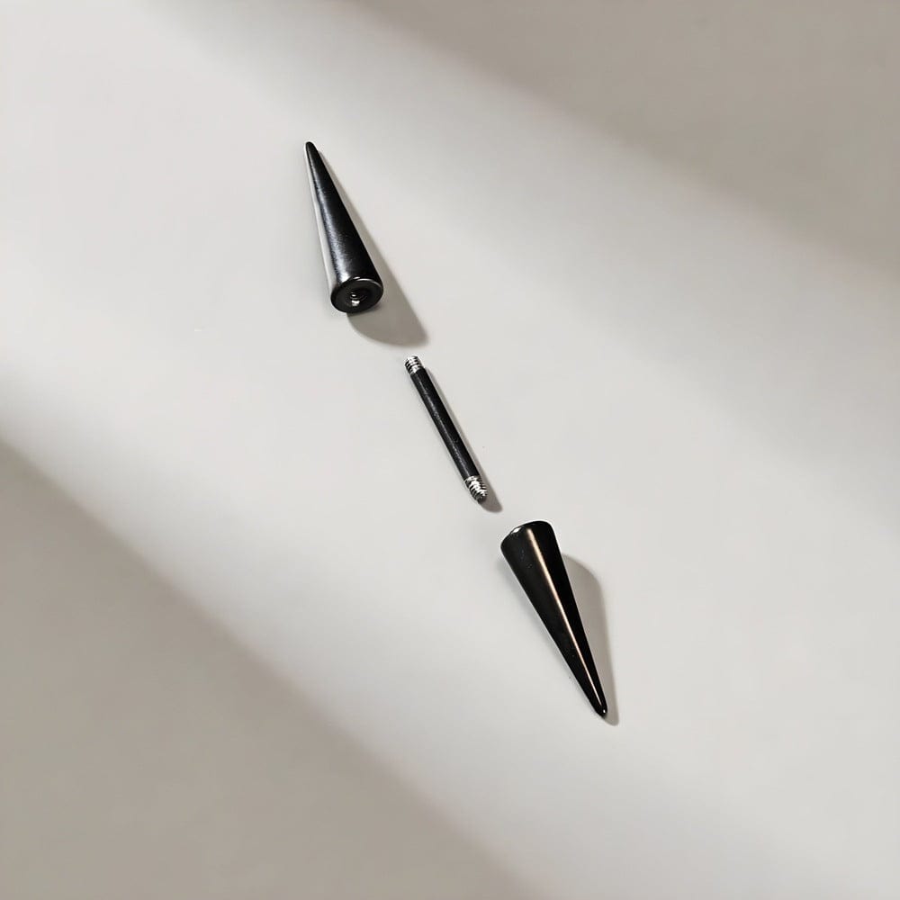 THE MEN THING Earring CYBER CONE BLACK - 3mm Pure Titanium Steel Arrow Stud Earrings for Men & Boys (2pcs)