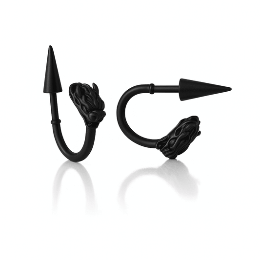 THE MEN THING Earring DRAKO BLACK - Pure Titanium Steel Arrow Stud Earrings for Men & Boys (2pcs)