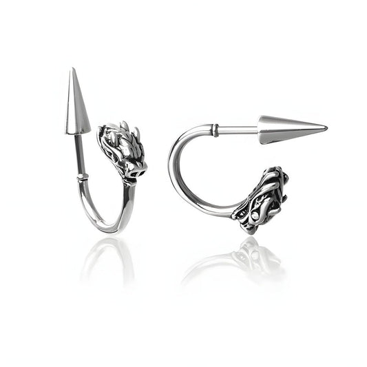 THE MEN THING Earring DRAKO SILVER - Pure Titanium Steel Arrow Stud Earrings for Men & Boys (2pcs)