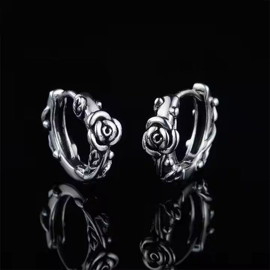 THE MEN THING Earring IRONROSE CRESTS - 10mm Pure Titanium Steel Hoop Earrings for Men & Boys (2pcs)