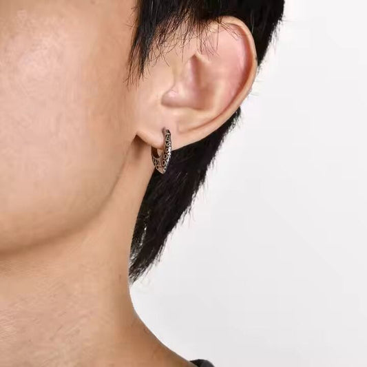 THE MEN THING Earring KRAKEN EDGE - 10mm Titanium Steel Hoop Earrings for Men & Boys (2pcs)