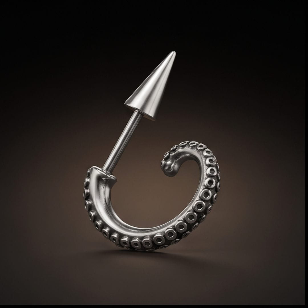 THE MEN THING Earring TENTACLE SPIKE - 4mm Pure Titanium Steel Hoop Earrings for Men & Boys